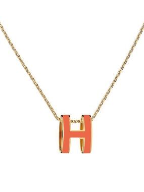 H Pop Icon Gold Plated Chain Necklace with Orange 'H' Enamel Pendant